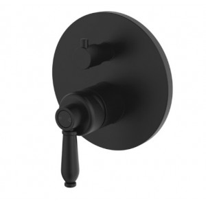 Eleanor Wall Diverter Mixer Matte Black With Matte Black Handle